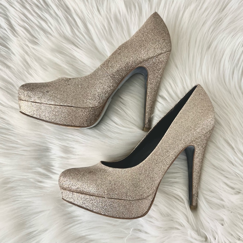 Champagne colour sparkle high heels